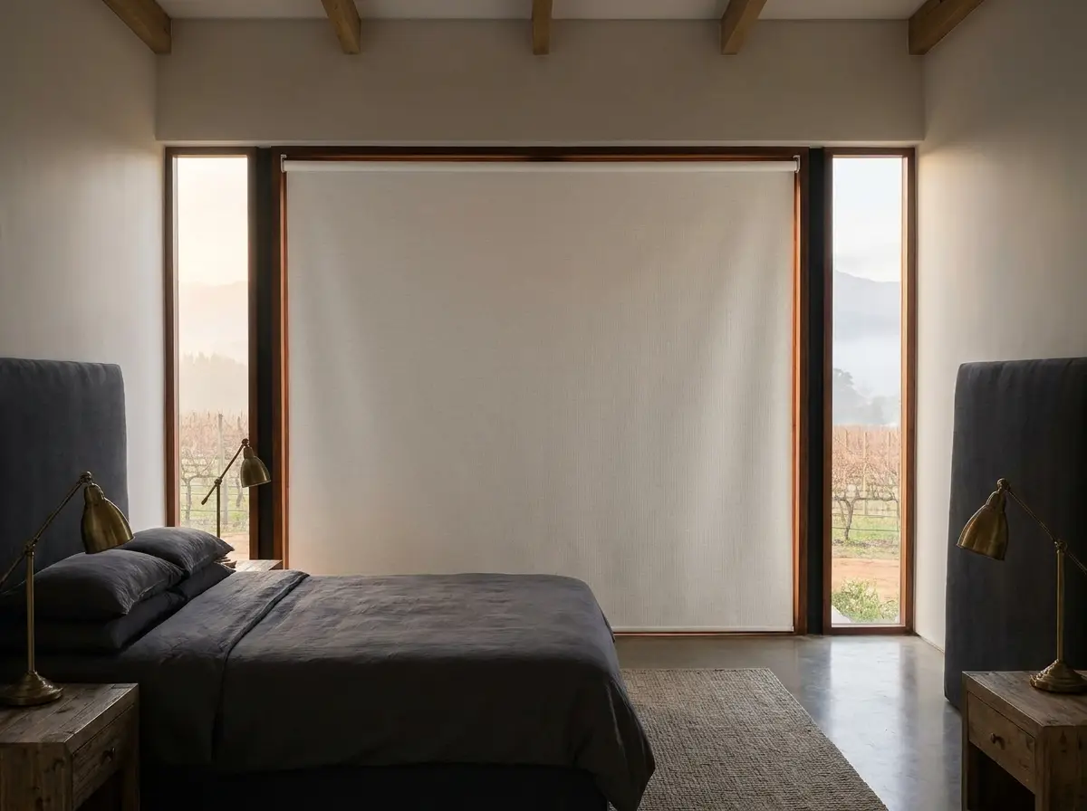Living room in a Val de Vie estate home fitted with neutral roller blinds
